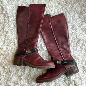 OTBT Red Leather Riding Boots‎